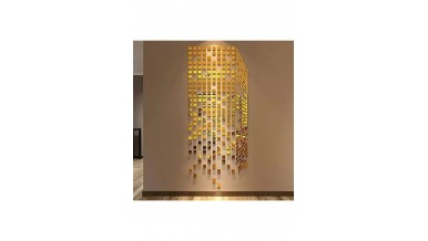 50 Adet 8x7cm Pleksi Labirent Bordür Gold- Duvar Süsü-Acrylic gold mirror plexi Numa Concept