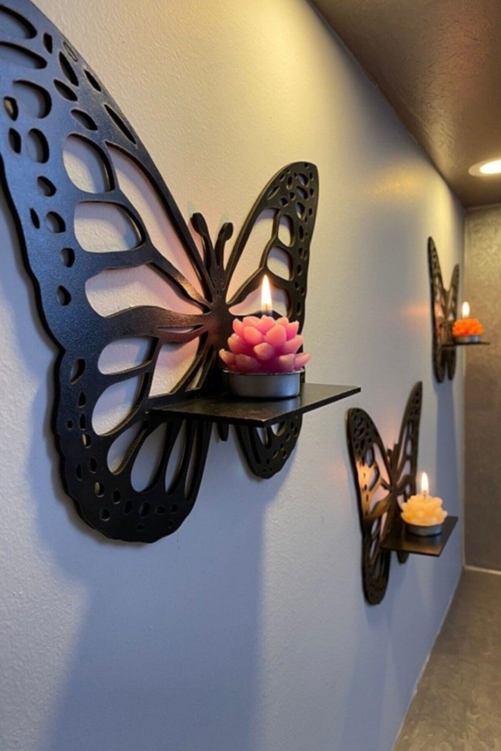 Dekoratif Kelebek Duvar Rafı 3'lü Set Butterfly wood decor shelf