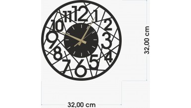 Dekoratif Duvar Saati Mat Siyah Ahşap Mdf 38x38