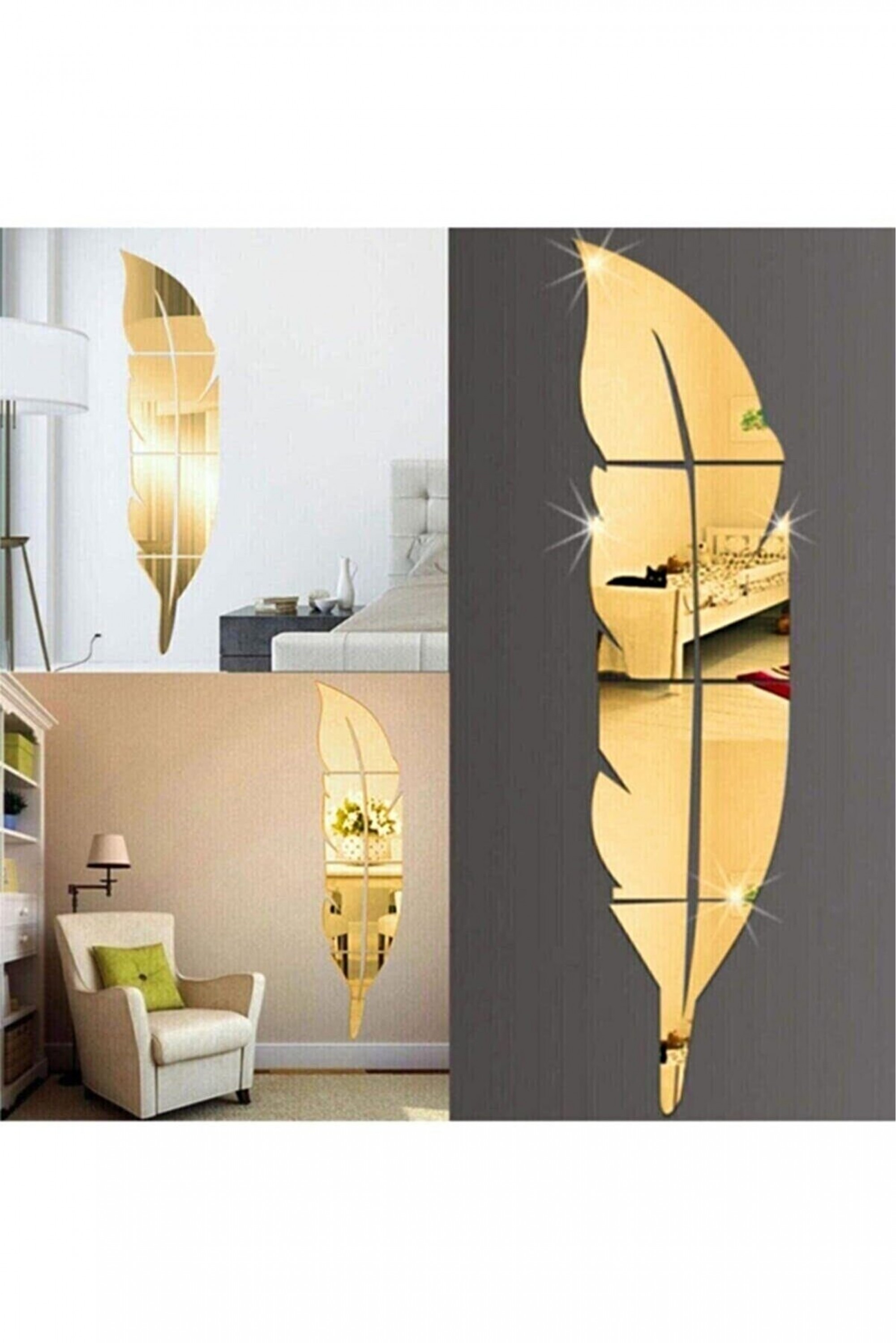 Dekoratif Duvar Dekorasyon Tüy Desen Altın Ayna Pleksi Acrylic gold mirror plexi 
