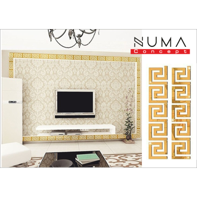 50 Adet 8x7cm Pleksi Labirent Bordür Gold- Duvar Süsü-Acrylic gold mirror plexi Numa Concept